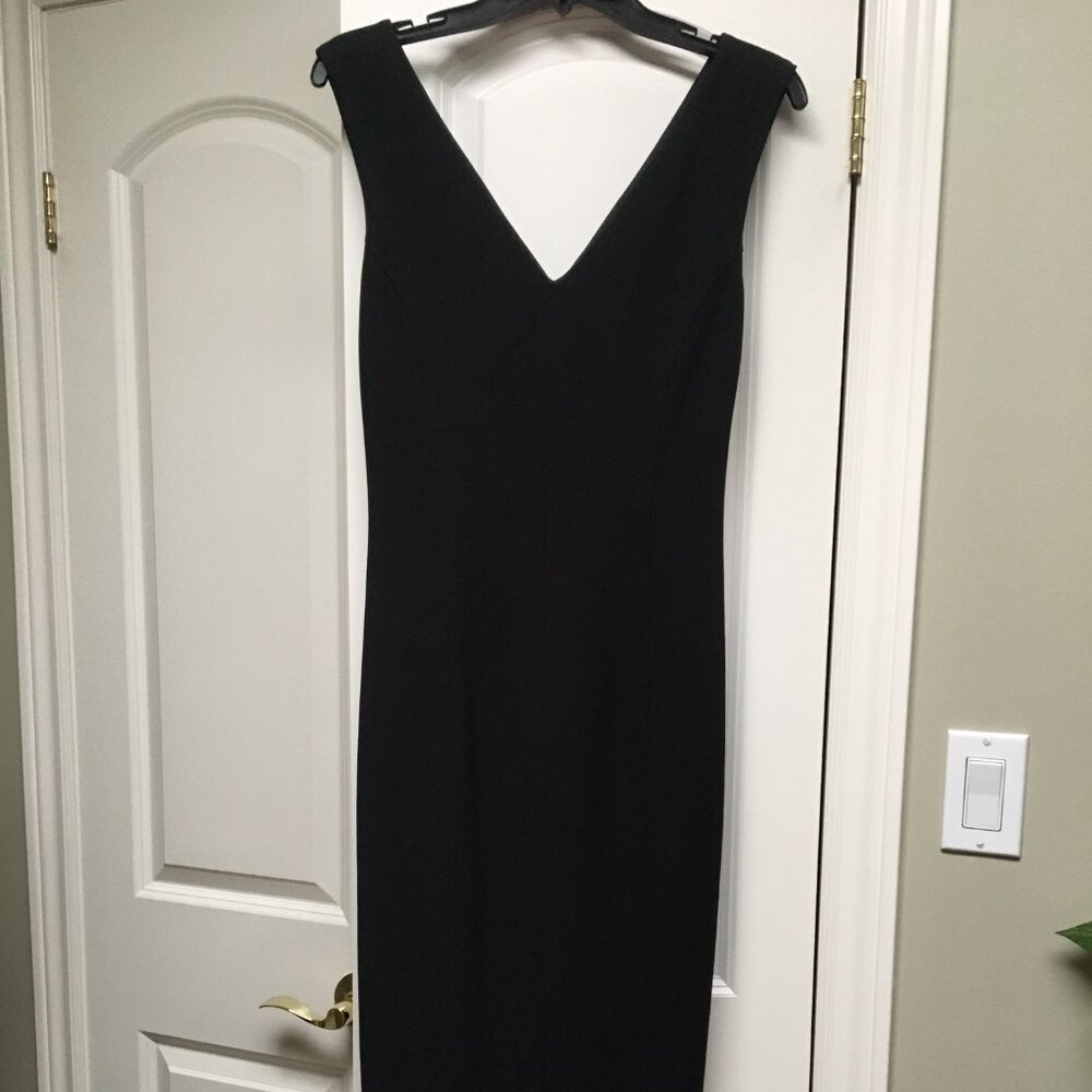 Black jersey sheath midi-dress, size M